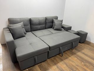 Sofá modular con arcón y cama, a estrenar