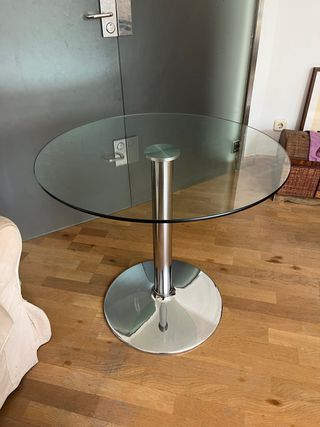 Mesa redonda cristal y metal