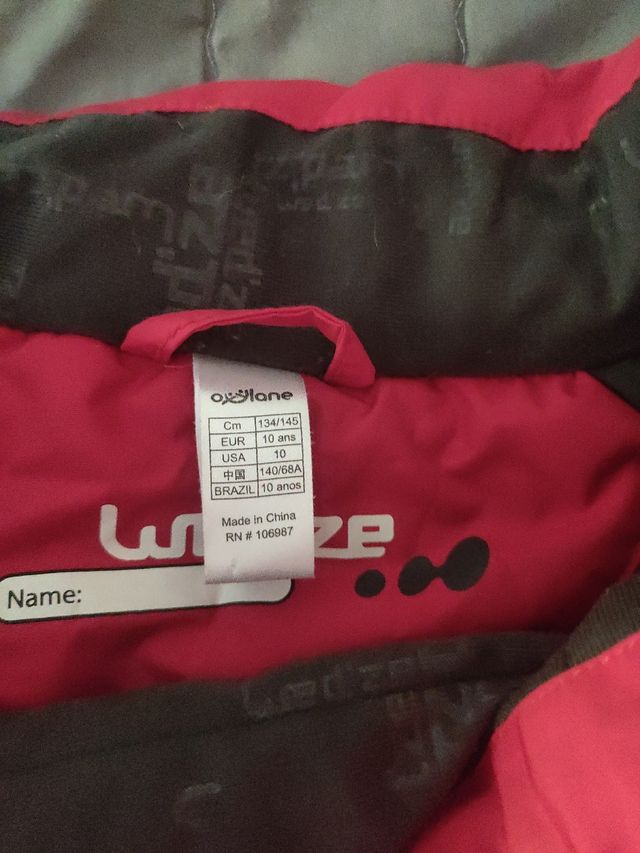 Traje de esquí Wedze rojo talla 10