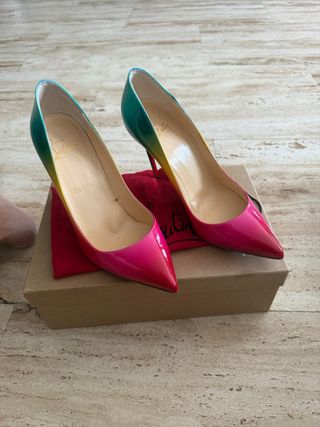 Zapatos Louboutin Tacon Degradado Rosa Verde Azul
