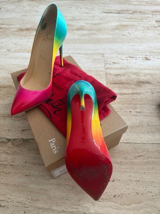 Zapatos Louboutin Tacon Degradado Rosa Verde Azul