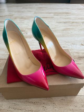 Zapatos Louboutin Tacon Degradado Rosa Verde Azul