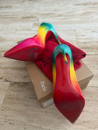 Zapatos Louboutin Tacon Degradado Rosa Verde Azul