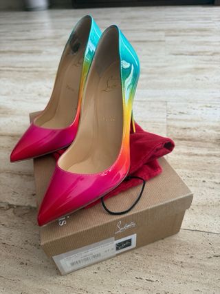 Zapatos Louboutin Tacon Degradado Rosa Verde Azul