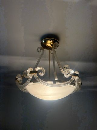 Lámpara colgante de cristal y metal