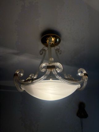Lámpara colgante de cristal y metal
