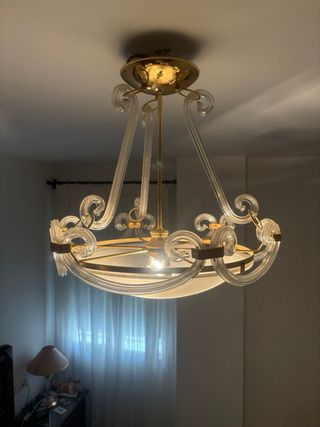 Lámpara colgante de cristal y metal