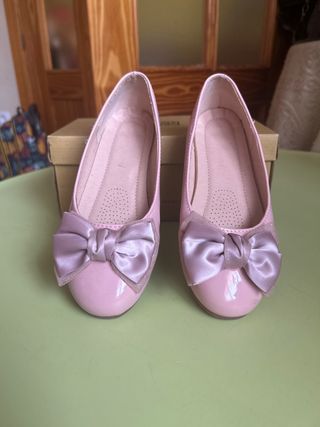 Zapatos fiesta niña lazo rosa talla 35