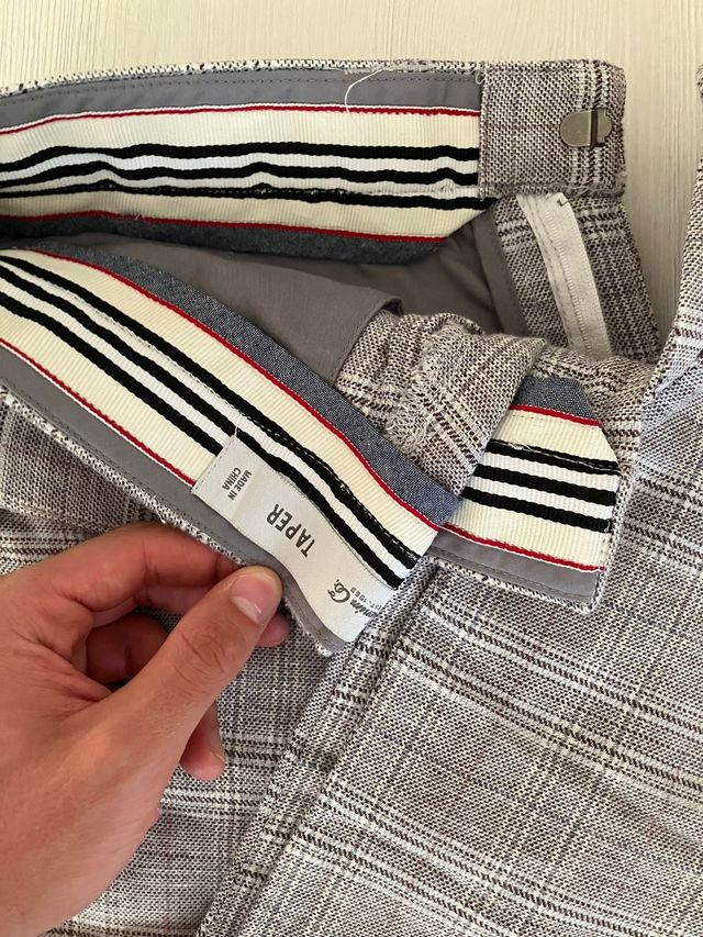 Pantalón de cuadros beige para hombre