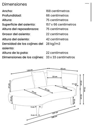 Sofá Chaise Longue Beige/Blanco