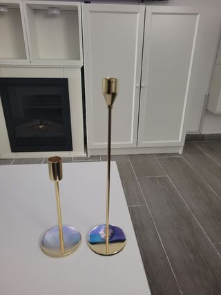 2 Candelabros o portavelas Dorados