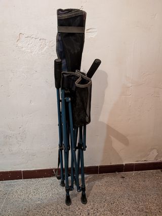 Silla plegable camping Quechua azul/gris