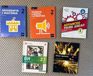 Libros 2ESO: Historia, Valenciano, Inglés, Física,