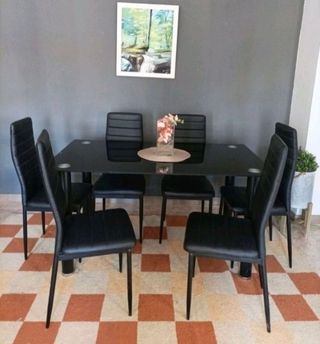Mesa con 6 sillas Negra ! ULTIMAS UNIDADES 140X75