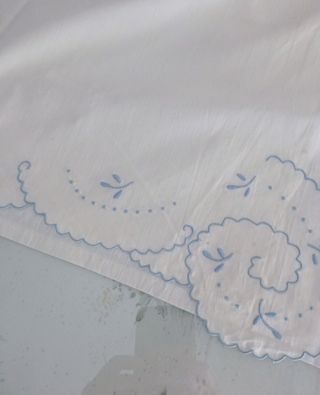 Juego de Cama Algodón Bordado Azul Blanco