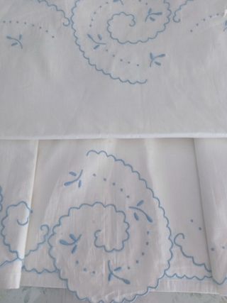 Juego de Cama Algodón Bordado Azul Blanco