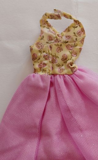 Abito Barbie elegante rosa e giallo