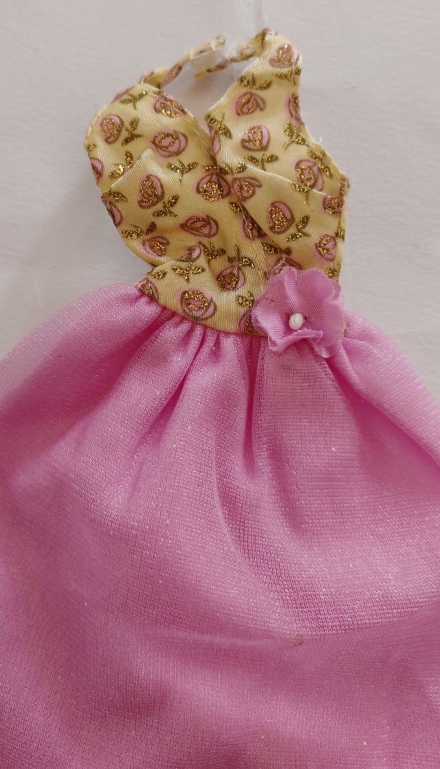 Abito Barbie elegante rosa e giallo