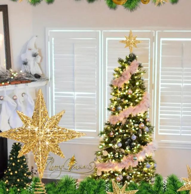 Estrella Navideña Dorada Brillante