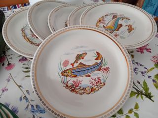 Servizio 6 piatti ceramica pesci