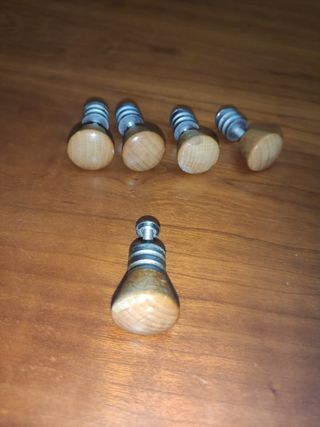 5 Tiradores de Armario Madera y Metal