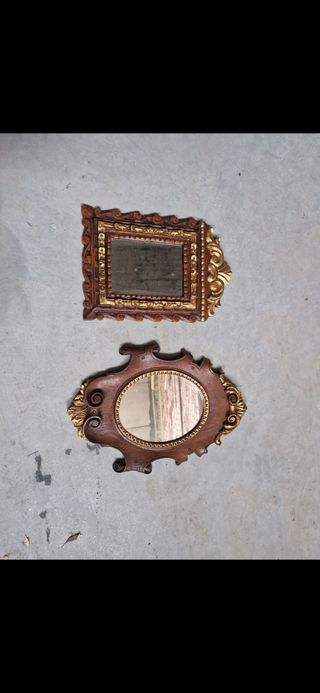 Espejos de Madera Antiguos Marrón y Dorado