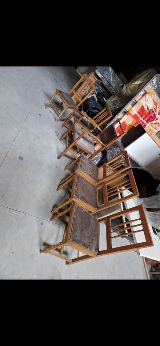 Sillas y Trono Antiguo Madera y Cuero