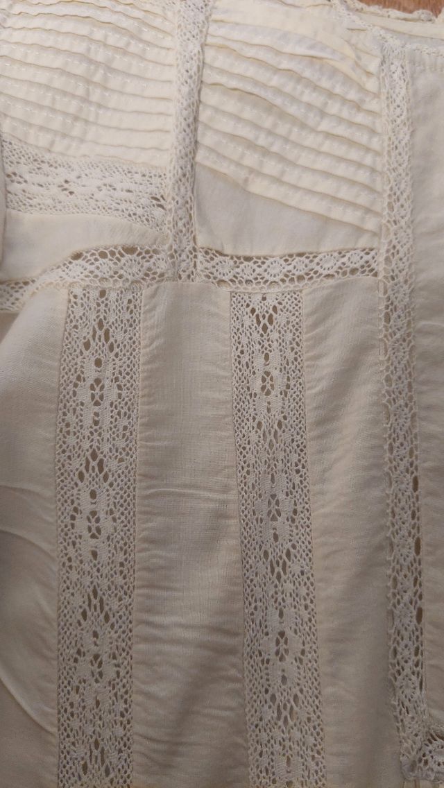 Blusa Zara Manga Abombada con Bordados Amarilla