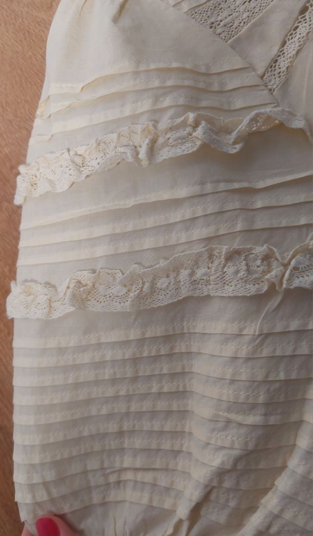 Blusa Zara Manga Abombada con Bordados Amarilla