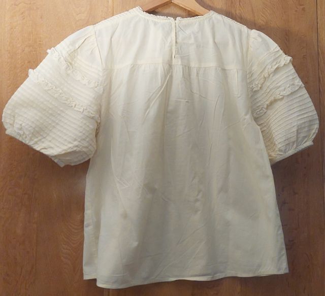 Blusa Zara Manga Abombada con Bordados Amarilla