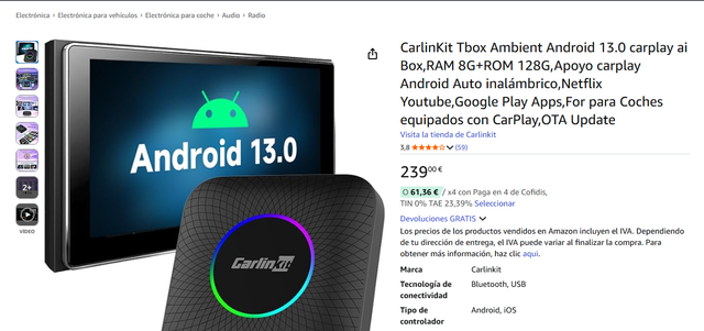 Carlinkit CPC200-TBOX LED 8GB/128GB 4G