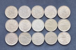 15 MONEDAS DE 100 PESETAS DE FECHAS DIFERENTES 