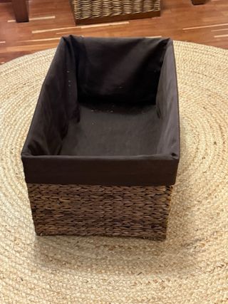 Caja de almacenaje mimbre y tela