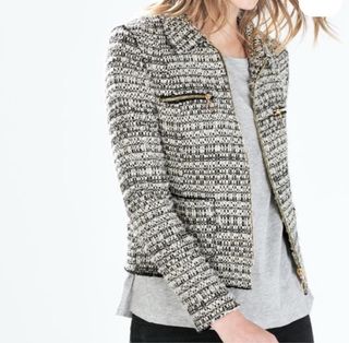Chaqueta Zara Tweed Negra y Blanca