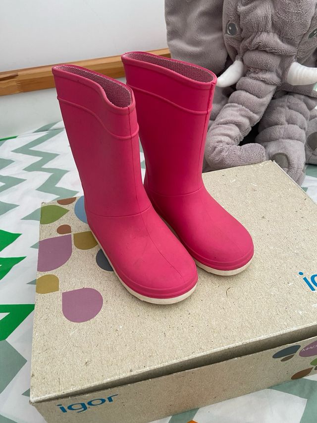 Botas de agua rosas para niños. marca Decatlón