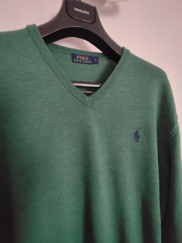 Maglione Ralph Lauren Verde Scollo a V Taglia L