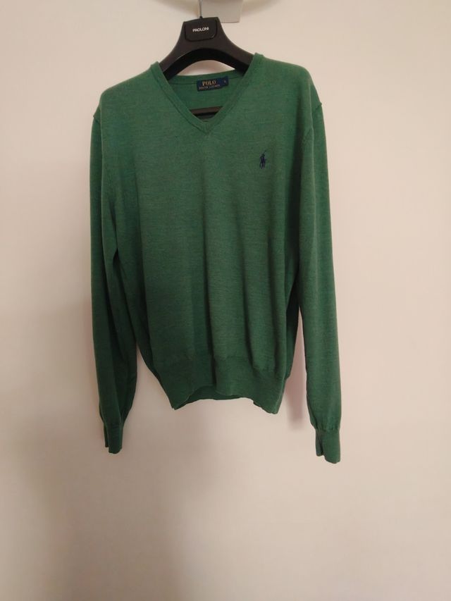 Maglione Ralph Lauren Verde Scollo a V Taglia L