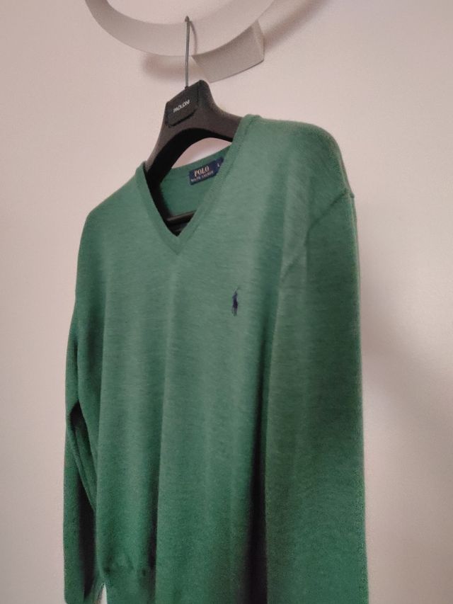 Maglione Ralph Lauren Verde Scollo a V Taglia L
