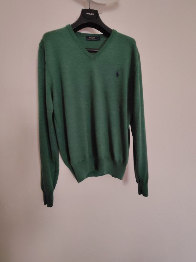 Maglione Ralph Lauren Verde Scollo a V Taglia L
