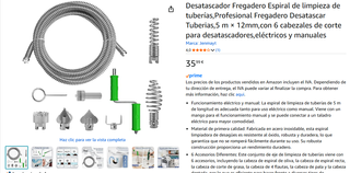 Desatascador Tuberías Profesional 5m