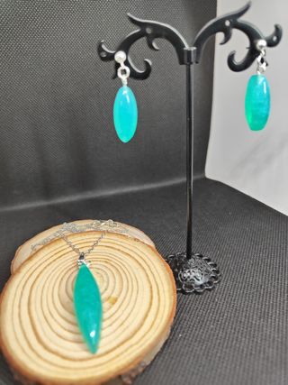 Orecchini e Ciondolo Argento 925 e Resina Turchese