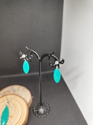 Orecchini e Ciondolo Argento 925 e Resina Turchese