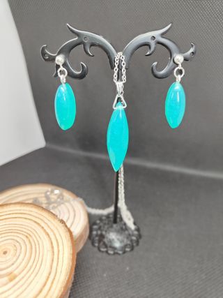 Orecchini e Ciondolo Argento 925 e Resina Turchese