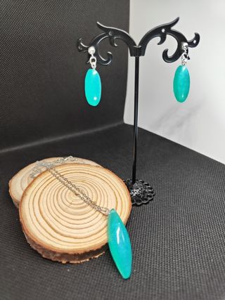 Orecchini e Ciondolo Argento 925 e Resina Turchese