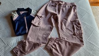 Chaqueta Bomber Zara Beige y Azul