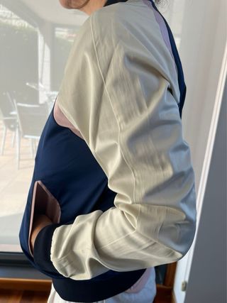 Chaqueta Bomber Zara Beige y Azul