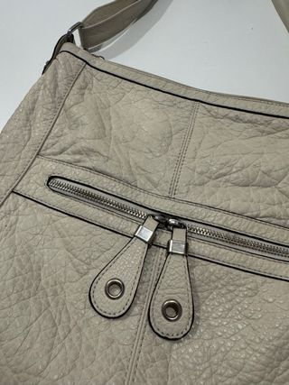 Bolso Bandolera de Piel Auténtica Color Beige 