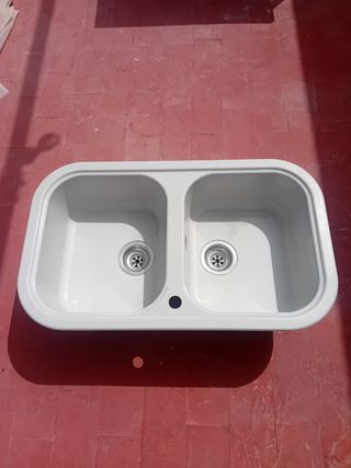Fregadero doble cerámica 49/82 cm