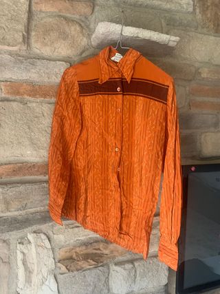 Camicia in pura seta arancione