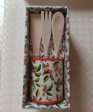 Vasetto ermetico natalizio con decoro agrifoglio